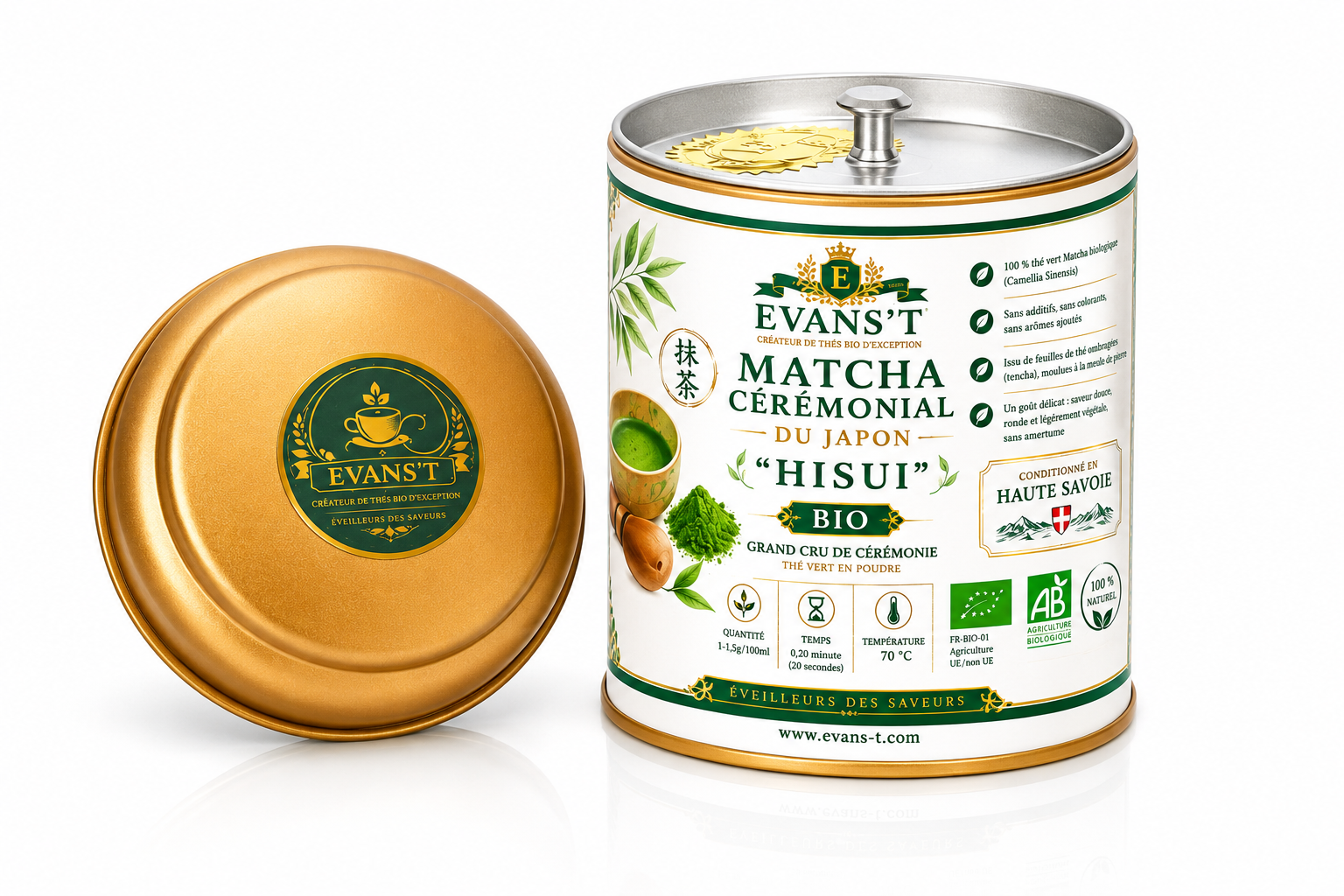Matcha Cérémonial du Japon "Hisui" BIO  Boîte métal 